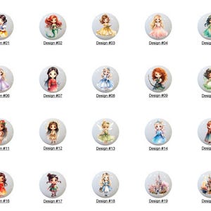 Little Princess by ClipGenie Images on 1.5" White Decorative Glossy CERAMIC Cabinet PULLS Dresser Drawer KNOBS