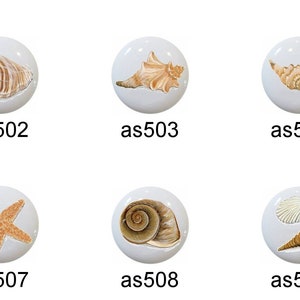 Seashell Ceramic Drawer Pulls: Beach Coastal Decor, 1.5" Knobs