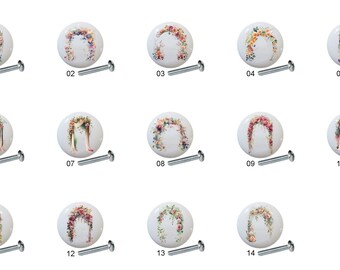 Floral Arches Ceramic Dresser Knobs - Spring Decor 1.5"