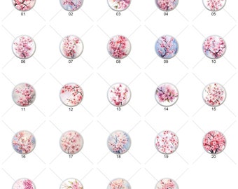 Cherry Blossom by MobyCatDesigns Images on 1.5" White Decorative Glossy CERAMIC Cabinet PULLS Dresser Drawer KNOBS