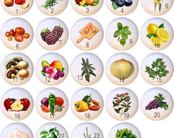 Food Theme Ceramic Drawer Pulls: Kitchen Decor Knobs (1.5 inch)