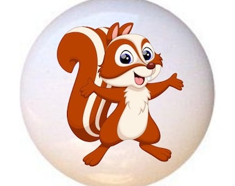 Chipmunk Ceramic Drawer Pulls: Decorative Cabinet Knobs (1.5 inch)