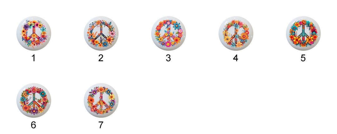 Retro Flower Peace Signs Hippy Flower Power by Eae DECORATIVE Ceramic
