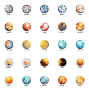 Watercolor Planets Outer Space by yaw - 1.5&quot; DECORATIVE Glossy Ceramic Dresser Drawer PULLS Cabinet Cupboard KNOBS