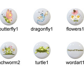 Country Bee Ceramic Dresser Knobs: Butterfly, Dragonfly, Frog