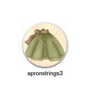 May include: Five different apron designs with various colors and patterns. The aprons are all in a circle shape with a white background.