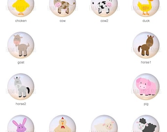 Farm Animals Ceramic Dresser Knobs: Barnyard Decor