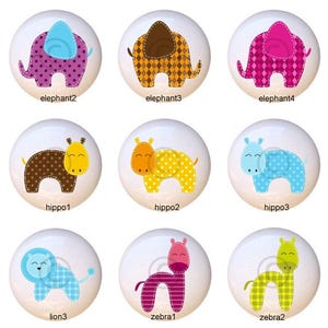 Patchwork Animals Critters Nursery Room by PinkPueblo Animal Ceramic Drawer Pull Cabinet Knobs