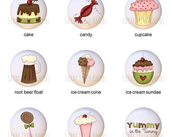 Yummy in the Tummy Country Clip Art by Digiscraps Images on White Decorative Glossy CERAMIC Cabinet PULLS Dresser Drawer KNOBS