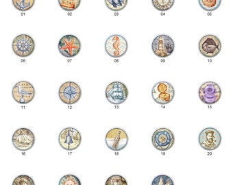 Nautical Ceramic Dresser Knobs: Coastal Decor Cabinet Pulls (1.5 inch)