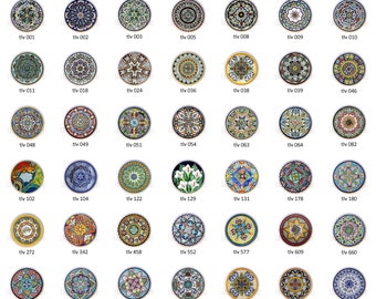 Talavera-look Mexican Style Art Images on 1.5" White Decorative Glossy CERAMIC Cabinet PULLS Dresser Drawer KNOBS