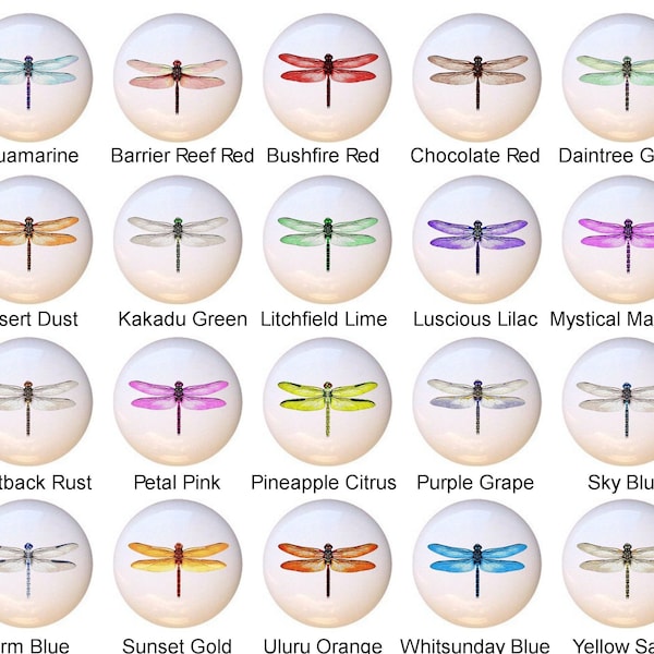 Dragonflies in Color Dragonfly in a variety of colors DECORATIVE Glossy Finish Ceramic Dresser Drawer PULLS Cabinet Cupboard KNOBS