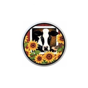 Cow and Sunflowers Ceramic Drawer Knob - Farmhouse Decor
