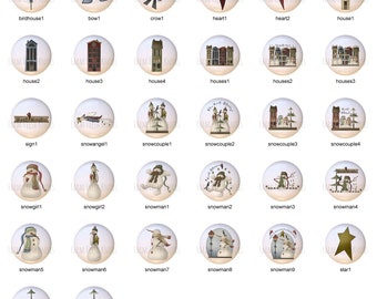 Wynter Wunderz Primitive Country Snowman Decorative Glossy Ceramic Drawer Pulls Dresser Cabinet Knobs
