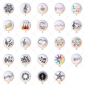 Miscellaneous Music Icons - 1.5" DECORATIVE Glossy Ceramic Dresser Drawer PULLS Cabinet Cupboard KNOBS