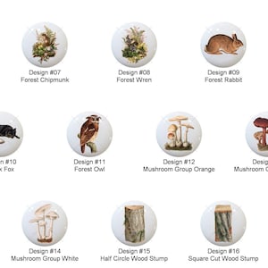A Forest Stroll by The Graphics Fairy Images on 1.5" White Decorative Glossy CERAMIC Cabinet PULLS Dresser Drawer KNOBS