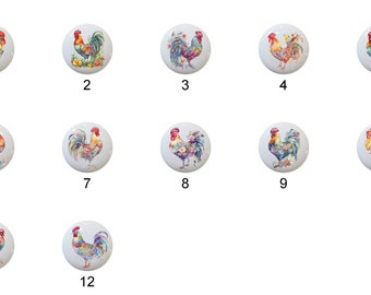 Boho Chicken Ceramic Dresser Knobs: Farmhouse Decor
