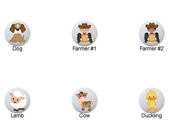 Farm Animal Ceramic Drawer Pulls: Kids Room Decor