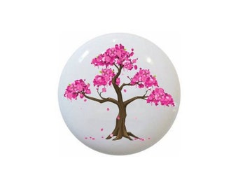 Pink Tree Trees DECORATIVE Glossy Ceramic Dresser Drawer PULLS Cabinet Cupboard KNOBS