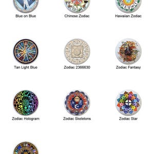 Zodiac Astrology Images on 1.5" White Decorative Glossy CERAMIC Cabinet PULLS Dresser Drawer KNOBS