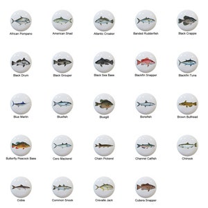 Realistic Fish A thru C Fishing DECORATIVE Ceramic Dresser Drawer PULLS Cabinet Cupboard KNOBS