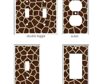 Giraffe Animal Pattern Print Light Switch Wall Plates Outlet Single Double Toggle GFI Rocker