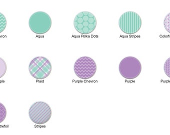 Purple and Aqua Circles Byebd Stripes Polka Dots Chevron Images 1.5" DECORATIVE Glossy Ceramic Dresser Drawer PULLS Cabinet Cupboard KNOBS
