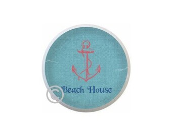 Beach House Image on 1.5" DECORATIVE Glossy Ceramic Dresser Drawer PULLS Cabinet Cupboard KNOBS