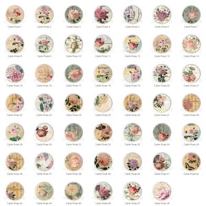 Carte Roses Retro Vintage Rose from Post Cards - 1.5" DECORATIVE Glossy Ceramic Dresser Drawer PULLS Cabinet Cupboard KNOBS
