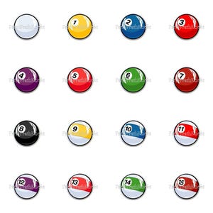 Billiards Pool Balls Ball Images on 1.5" White Decorative Glossy CERAMIC Cabinet PULLS Dresser Drawer KNOBS