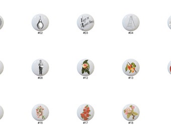 Orchard Fruit Ceramic Drawer Pulls: Apple, Pear, Peach (1.5 inch)