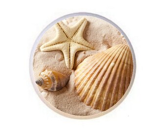 Seashell Starfish Ceramic Cabinet Knob: Beach Coastal Decor