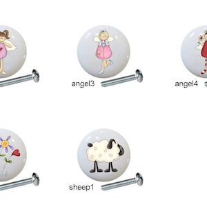 Angel Antics Ib Pink Flower Sheep Hearts Angels DECORATIVE Cabinet PULLS Dresser Drawer KNOBS