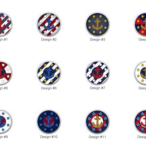 Nautical Rounds by CheriesArtsnCrafts Anchor Images on 1.5" White Decorative Glossy CERAMIC Cabinet PULLS Dresser Drawer KNOBS