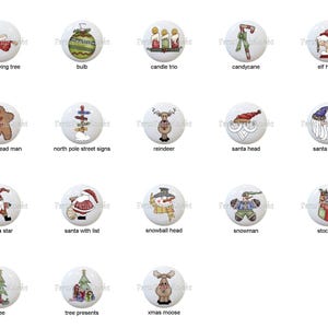 Country Christmas III by Digiscraps Images on 1.5" White Decorative Glossy CERAMIC Cabinet Pulls Dresser Drawer KNOBS