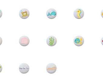 Sea Life Ceramic Drawer Pulls: Beach House Decor