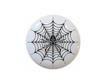 Black Spider on Web Image on 1.5" DECORATIVE Glossy Ceramic Dresser Drawer PULLS Cabinet Cupboard KNOBS