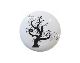 Black and White Abstract Tree DECORATIVE Ceramic Dresser Drawer PULLS Cabinet Cupboard KNOBS