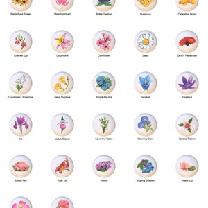 Wildflowers Wild Flowers Floral Flower Decorative Ceramic Dresser Drawer Pulls Cabinet Cupboard Knobs