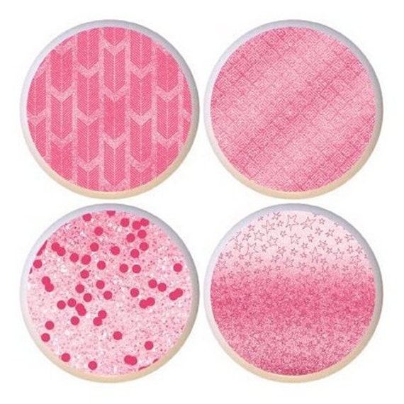 Set Of 4 Hot Pink Decorative Glossy Ceramic Drawer Pulls Etsy