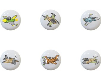 Military Airplane Knobs: Decorative Ceramic Drawer Pulls, Set of 10
