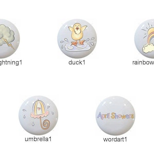 April Showers 1 Country Designs by Digiscraps 1.5&quot; DECORATIVE Glossy CERAMIC Cabinet Drawer Pull KNOBS