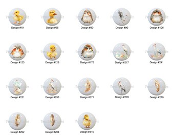 Boho Cuties by WondersArtist Birds Feathers Images on 1.5" White Decorative Glossy CERAMIC Cabinet PULLS Dresser Drawer KNOBS