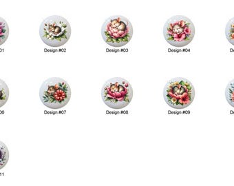 Cute Mouse Sleeping by InstantClipArtOasis Images on 1.5" White Decorative Glossy CERAMIC Cabinet PULLS Dresser Drawer KNOBS