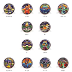 Zodiac Stained Glass-look Astrology Stars DECORATIVE Glossy Finish Ceramic Dresser Drawer PULLS Cabinet Cupboard KNOBS