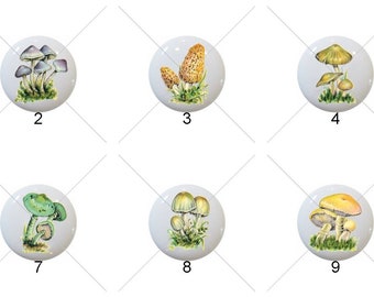 Mushroom Ceramic Dresser Knobs: Retro Style Cabinet Hardware (1.5 inch)