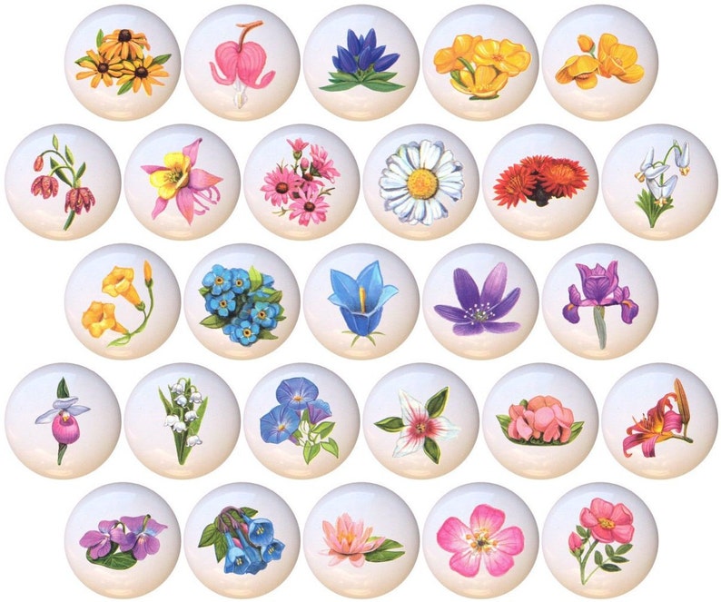 Set of 27 Wildflowers Wild Flowers Ceramic Drawer Pull - Etsy