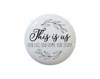 This is Us by PeachyCottonCandy Image on 1.5" White Decorative Glossy CERAMIC Cabinet PULLS Dresser Drawer KNOBS