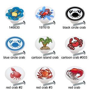 Crabs Ocean Crab Blue Red Sea Fish CERAMIC Decorative Dresser Drawer Pulls Cabinet Knobs