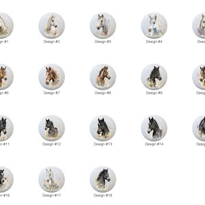 Baby Horse with Flowers by Digital Wonderland Images on 1.5" White Decorative Glossy CERAMIC Cabinet PULLS Dresser Drawer KNOBS